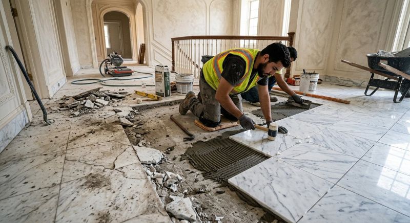 Marble Tile Floor Installation in Wilmington, NC